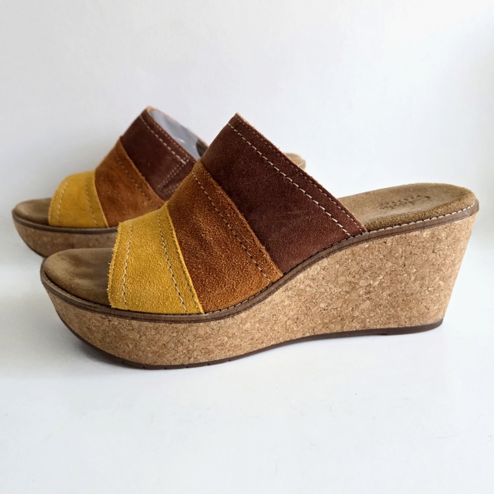 Clarks Artisan Platform Slip-On Wedges, Suede Sunset Colors, Size 10 - Picture 11 of 16